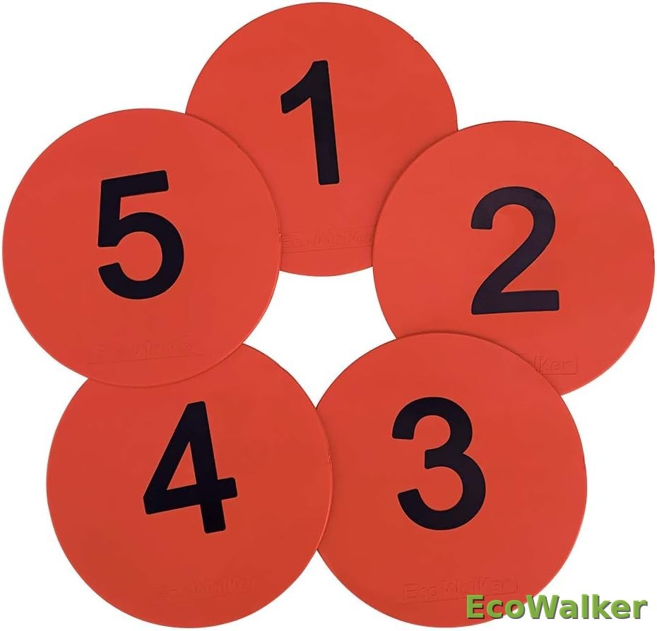 8inch Numbered Floor Spot Markers (Red 1-5)