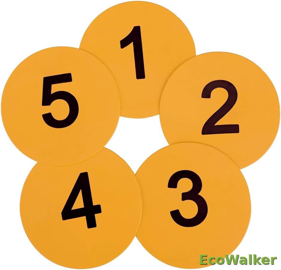 8inch Numbered Floor Spot Markers (Yellow 1-5)