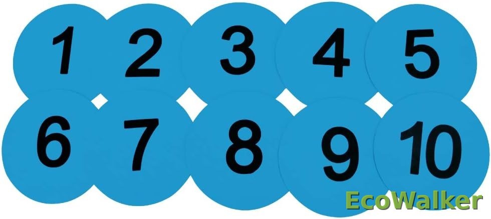 8 Inch Numbered Floor Markers Blue 1-10 – Non-Slip Training
