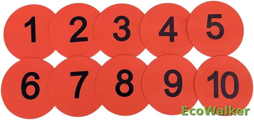 8inch Numbered Floor Spot Markers (Red 1-10)