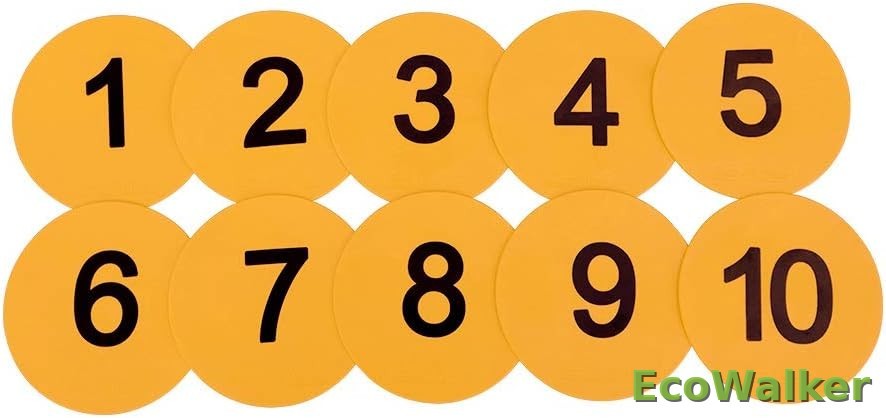8inch Numbered Floor Spot Markers (Yellow 1-10)