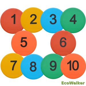 EcoWalker 25cm Numbered Spot Markers 1–10 — Multi-Color 10-Pack
