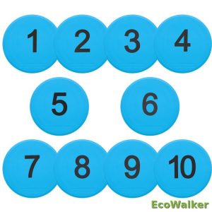 EcoWalker 25cm Numbered Spot Markers 1–10 — Blue 10-Pack