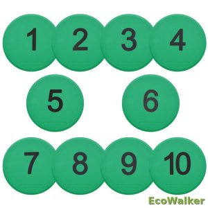 EcoWalker 25cm Numbered Spot Markers 1–10 — Green 10-Pack