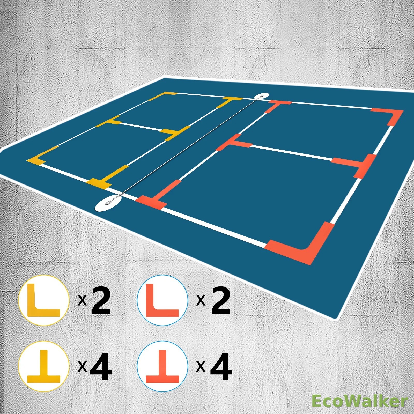 EcoWalker Pickleball / Badminton / Tennis Court Line & Footwork Trainer — Red